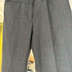 Ann Taylor Gray Plaid Trousers with Pink Accents- 12